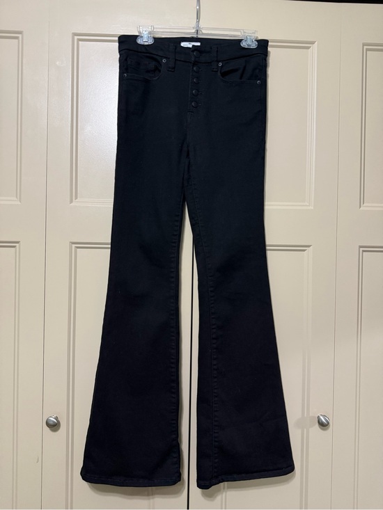 Good American Denim - Good American Black High-Rise Flare Jeans with Button-Fly